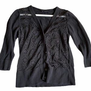 AB Studio Women’s black textured Cardigan Sweater